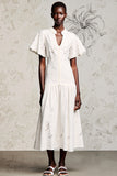 White Lace A Line Wedding Guest Dress