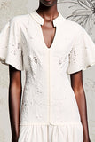 White Lace A Line Wedding Guest Dress