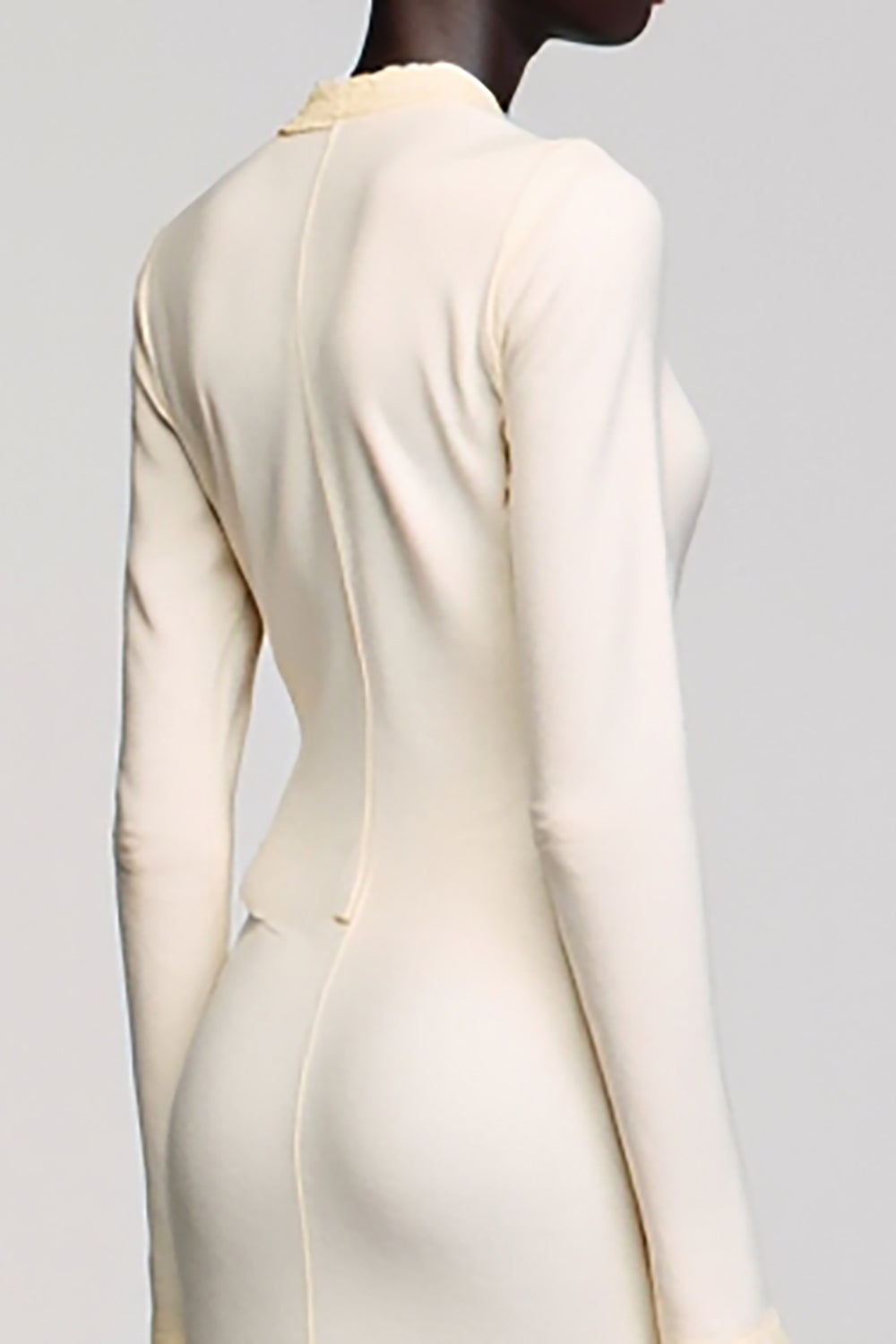 Ivory Sheath Long Sleeve Wedding Guest Dress