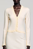 Ivory Sheath Long Sleeve Wedding Guest Dress