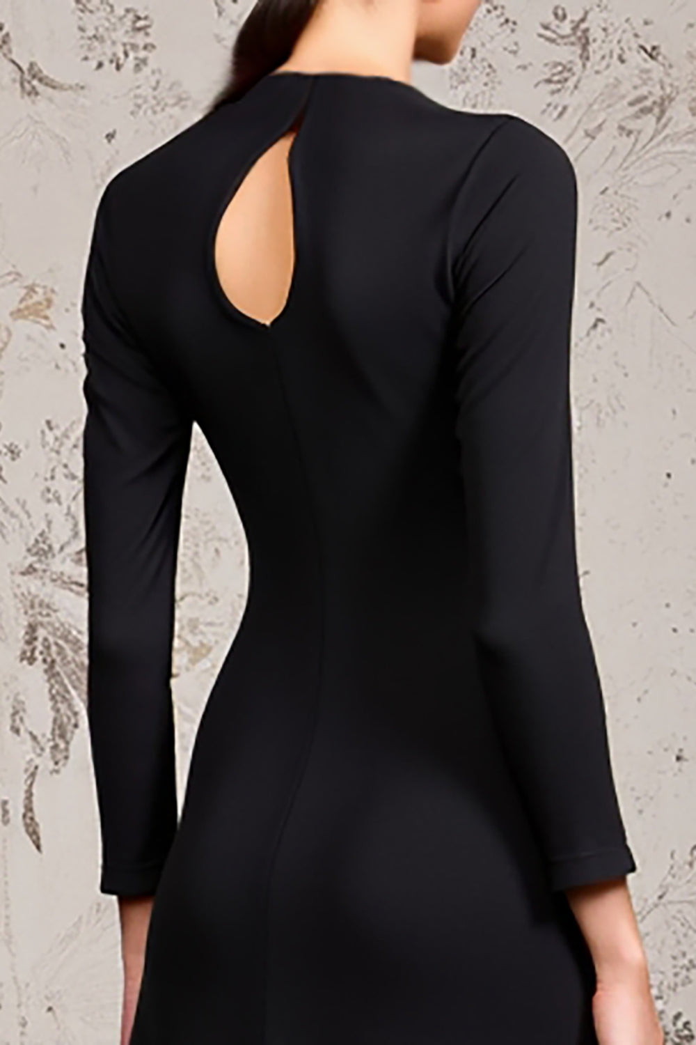 Black High Neck Long Sleeve Wedding Guest Dress