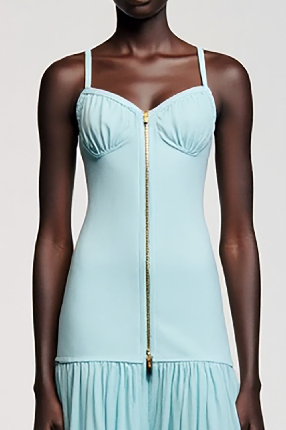 Light Blue A Line Spaghetti Straps Wedding Guest Dress