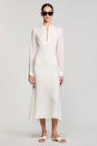 Ivory Sheath Long Sleeve Wedding Guest Dress