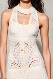 Ivory Lace A Line Cut Out Wedding Guest Dress