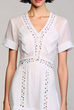 White A Line V-Neck Wedding Guest Dress