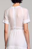 White A Line V-Neck Wedding Guest Dress