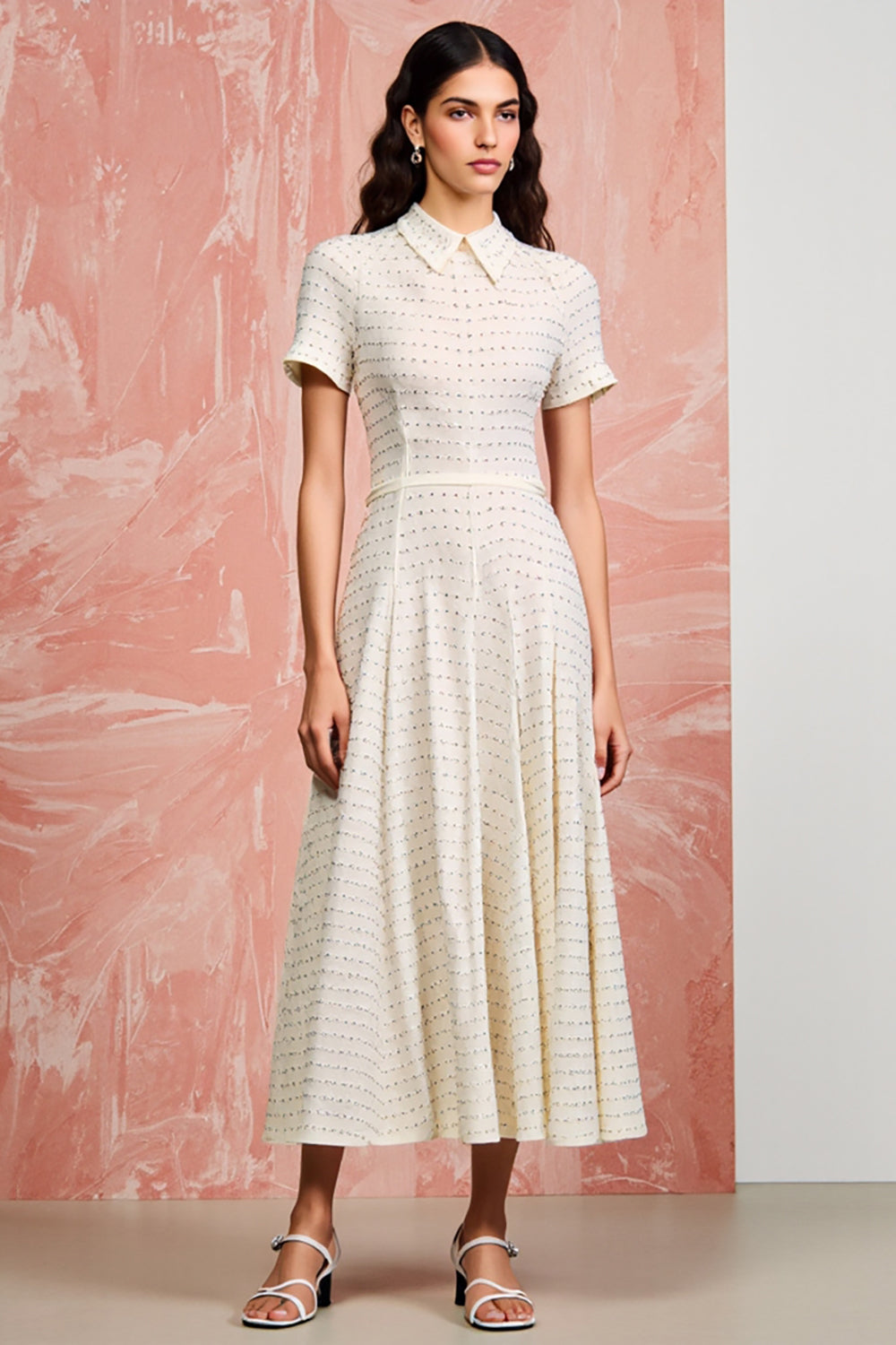 Ivory A Line Polka Dots Wedding Guest Dress