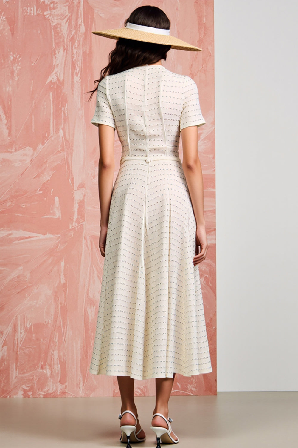 Ivory A Line Polka Dots Wedding Guest Dress