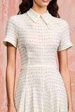 Ivory A Line Polka Dots Wedding Guest Dress