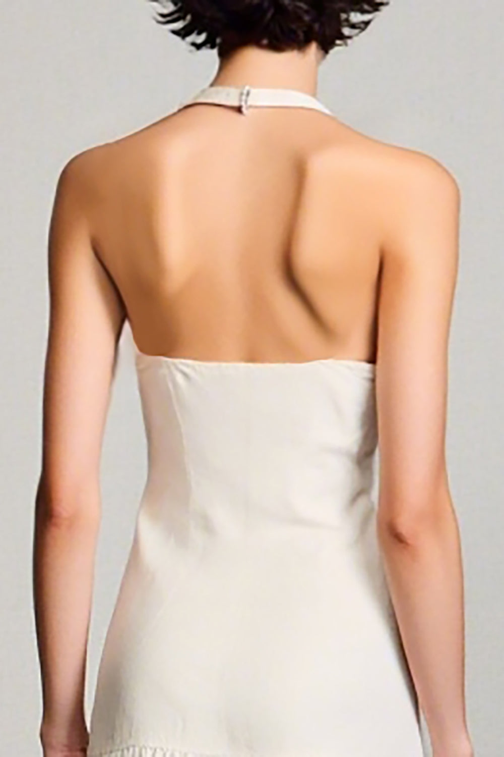 Halter Ivory A Line Midi Wedding Guest Dress