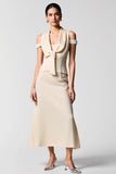 Apricot Cut Out A Line Wedding Guest Dress