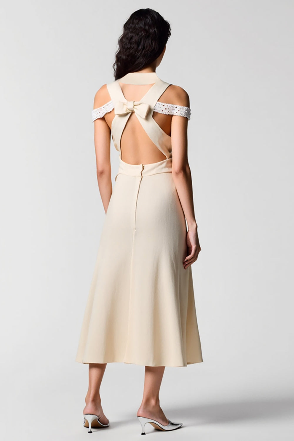 Apricot Cut Out A Line Wedding Guest Dress