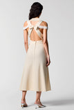 Apricot Cut Out A Line Wedding Guest Dress