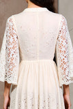 Ivory Lace A Line V-Neck Wedding Guest Dress