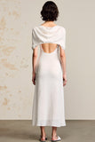 Ivory A Line Cowl Neck Wedding Guest Dress
