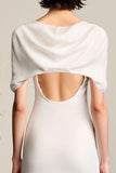 Ivory A Line Cowl Neck Wedding Guest Dress