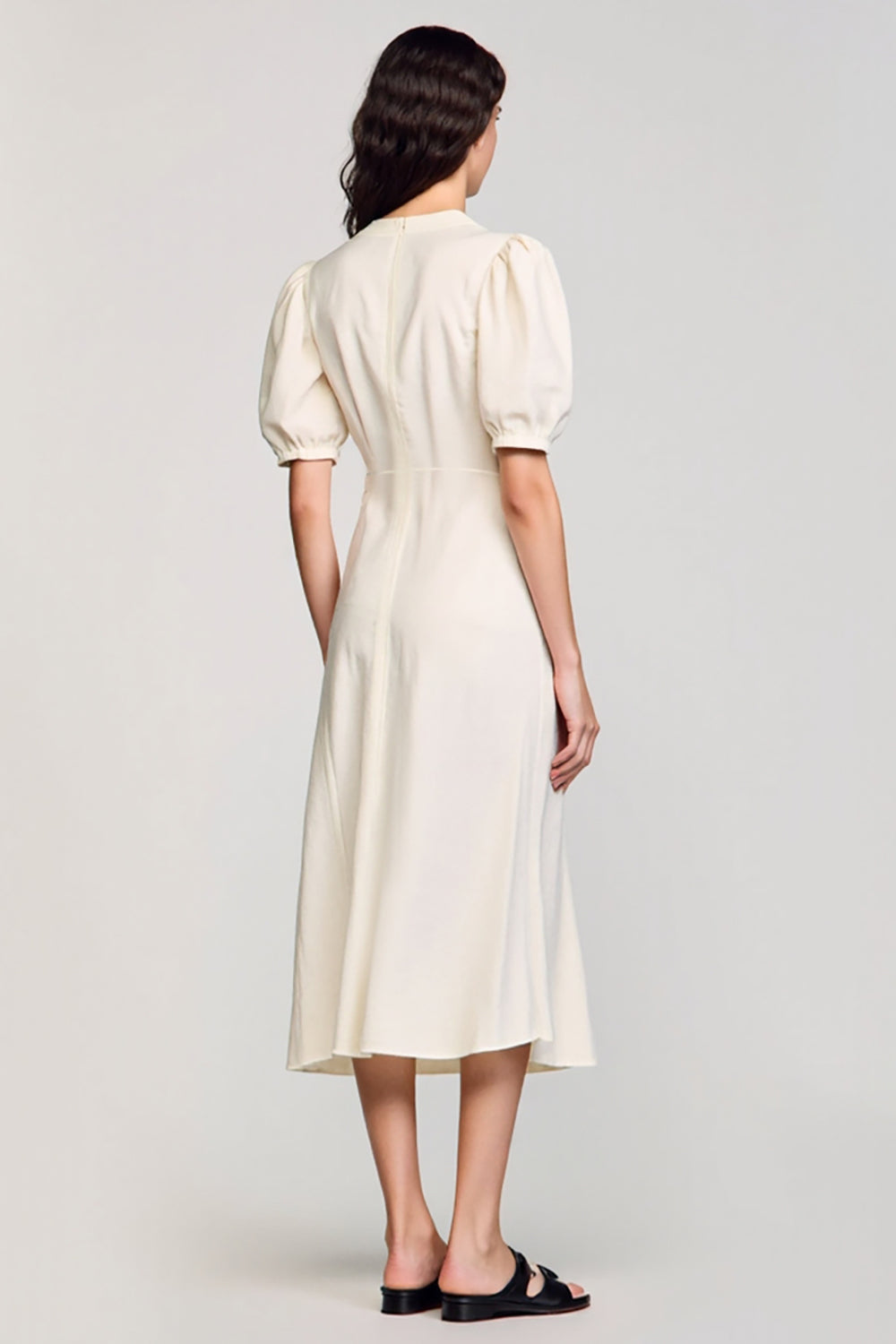 Apricot Sheath V-Neck Wedding Guest Dress with Slit