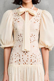Lace Apricot A Line Midi Wedding Guest Dress