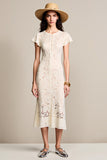 Lace Apricot A Line Wedding Guest Dress