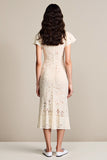 Lace Apricot A Line Wedding Guest Dress