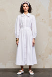 White Simple Long Sleeve A Line Wedding Guest Dress