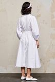 White Simple Long Sleeve A Line Wedding Guest Dress