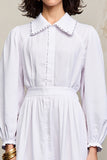 White Simple Long Sleeve A Line Wedding Guest Dress