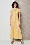 Chiffon Yellow A Line Wedding Guest Dress