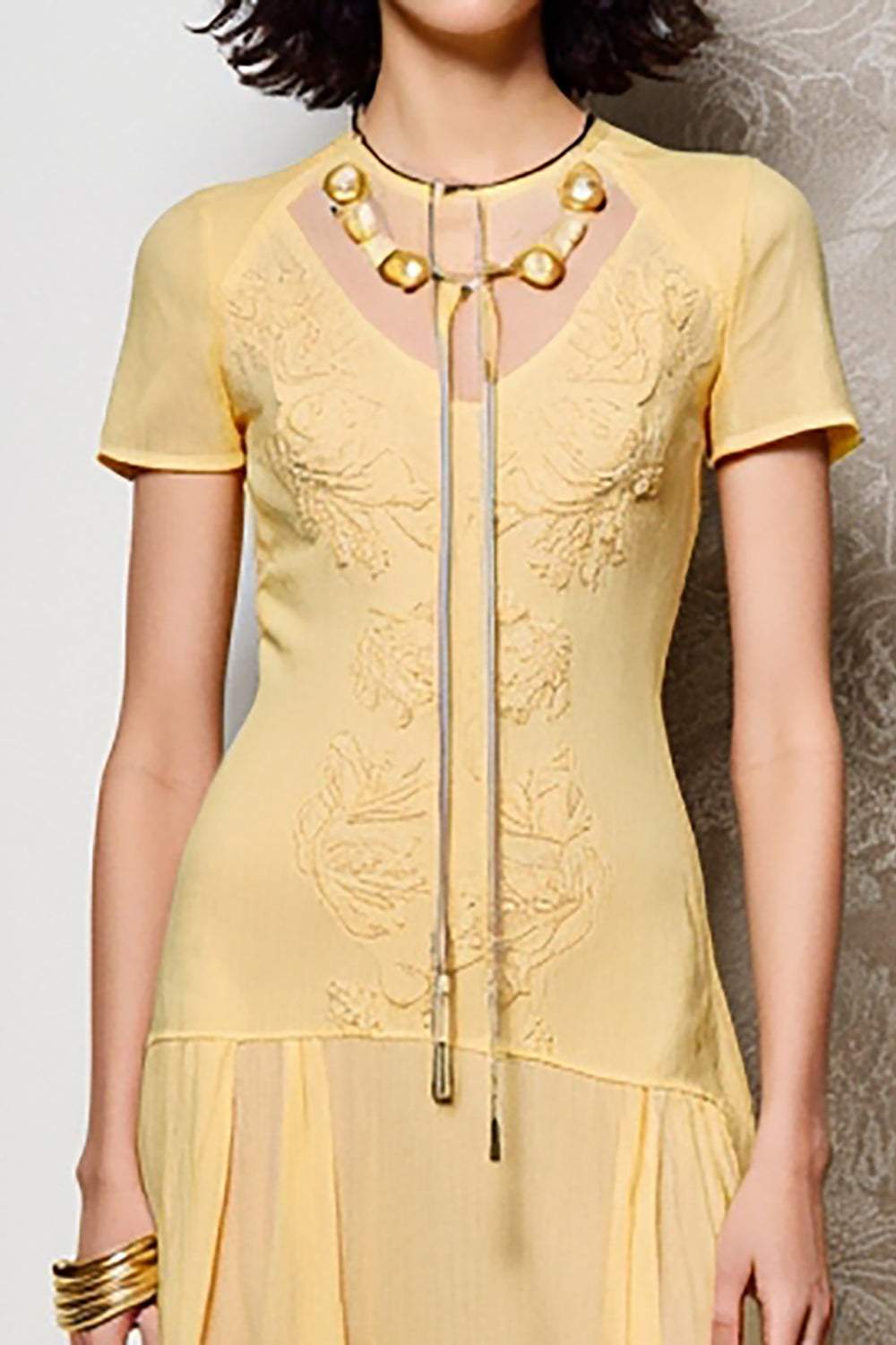 Chiffon Yellow A Line Wedding Guest Dress