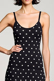 Black Polka Dots A Line Midi Wedding Guest Dress