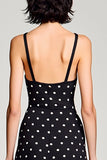Black Polka Dots A Line Midi Wedding Guest Dress