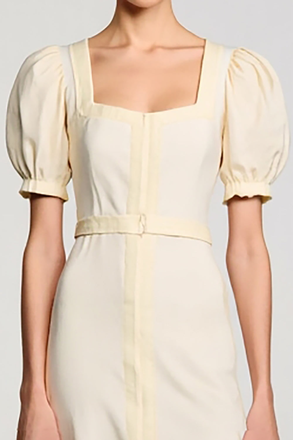 Apricot A Line Puff Sleeve Wedding Guest Dress