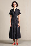 Polka Dots A Line Black Wedding Guest Dress