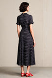 Polka Dots A Line Black Wedding Guest Dress