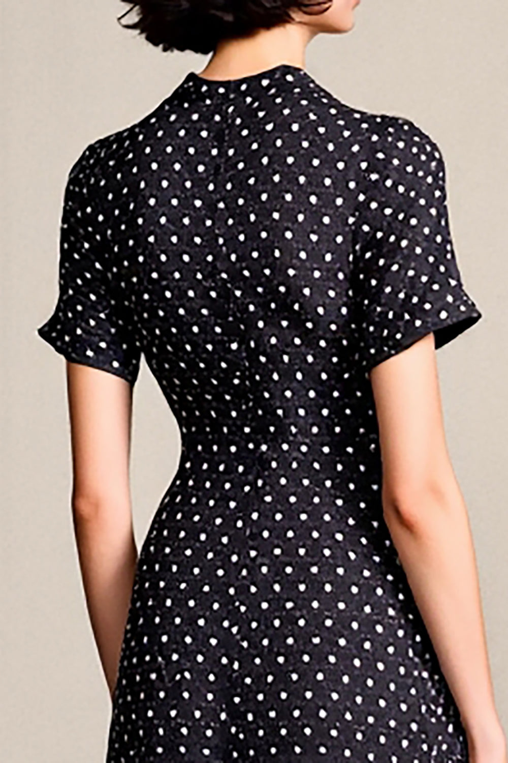 Polka Dots A Line Black Wedding Guest Dress