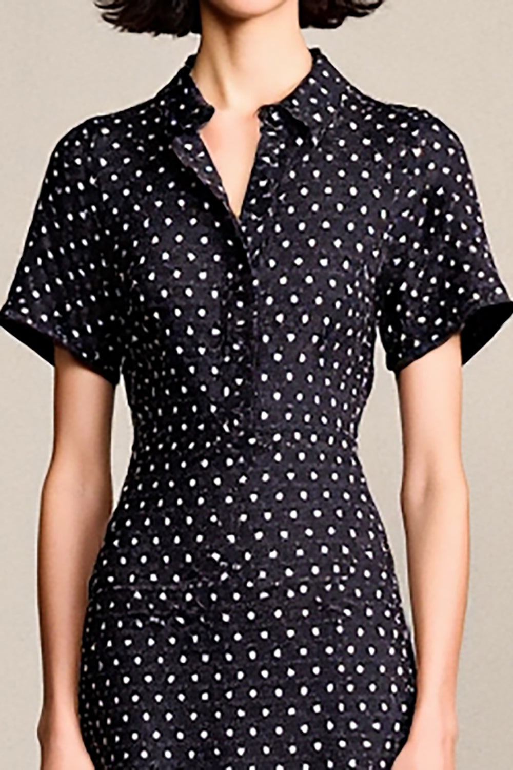 Polka Dots A Line Black Wedding Guest Dress