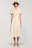 Apricot Simple A Line Midi Wedding Guest Dress