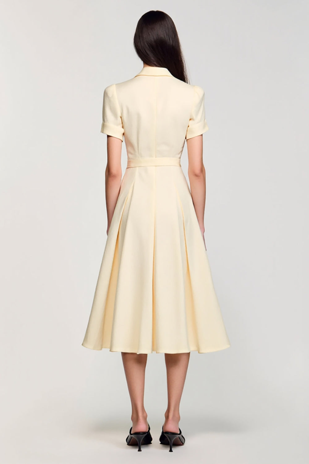 Apricot Simple A Line Midi Wedding Guest Dress