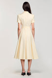 Apricot Simple A Line Midi Wedding Guest Dress