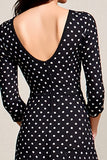 Black Polka Dots A Line Wedding Guest Dress with Slit