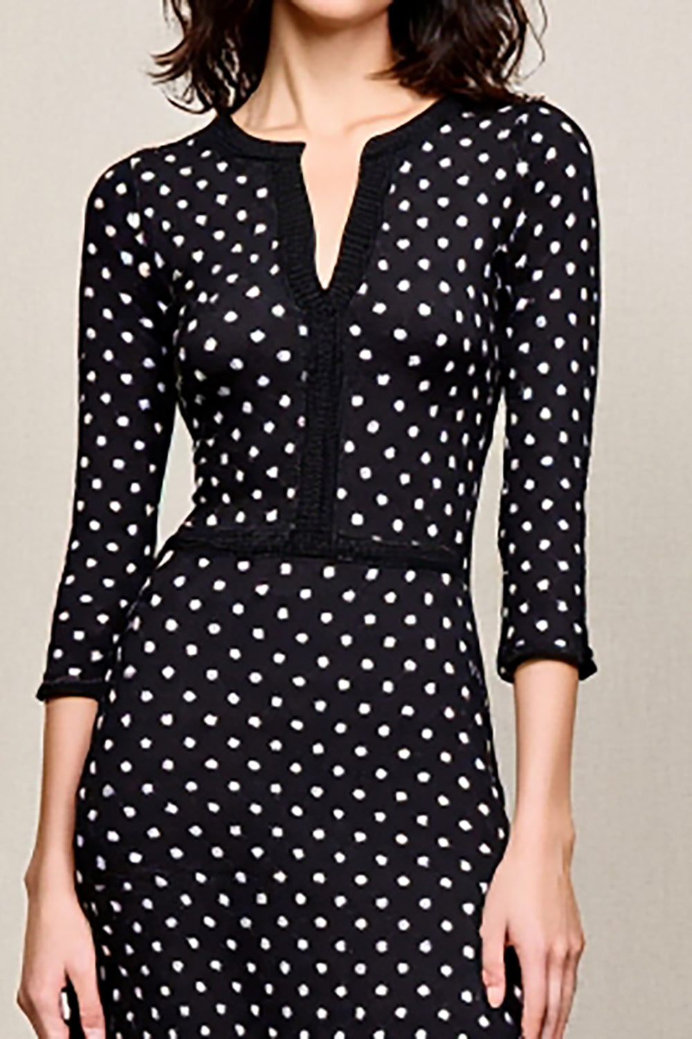 Black Polka Dots A Line Wedding Guest Dress with Slit