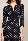 Black Polka Dots A Line Wedding Guest Dress with Slit