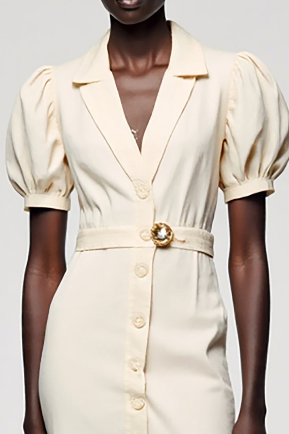 Ivory V Neck A Line Wedding Guest Dress With Belt