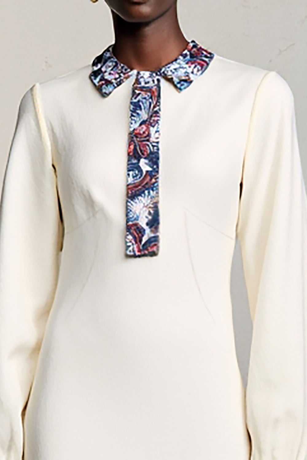 Ivory A Line Long Sleeve Midi Wedding Guest Dress