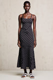 Black Sheath Spaghetti Straps Polka Dots Wedding Guest Dress