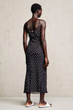 Black Sheath Spaghetti Straps Polka Dots Wedding Guest Dress