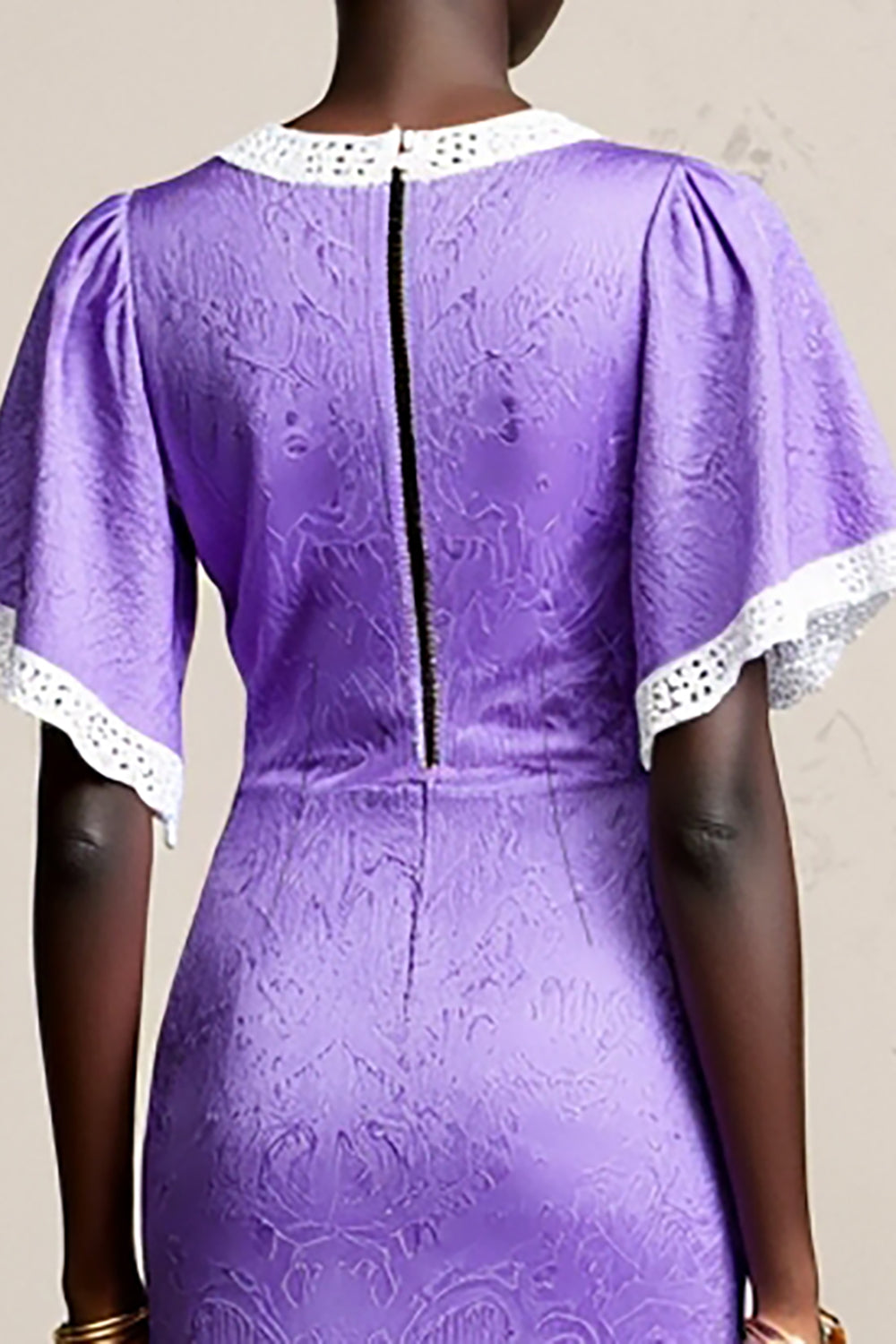 Pruple Ruffled A Line Wedding Guest Dress