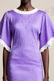 Pruple Ruffled A Line Wedding Guest Dress