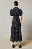 Black Polka Dots V Neck A Line Wedding Guest Dress