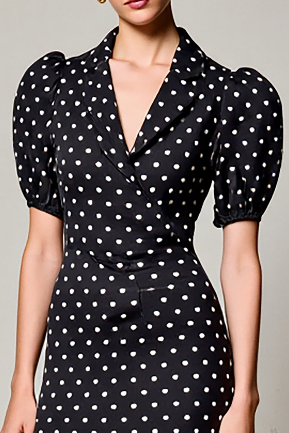 Black Polka Dots V Neck A Line Wedding Guest Dress